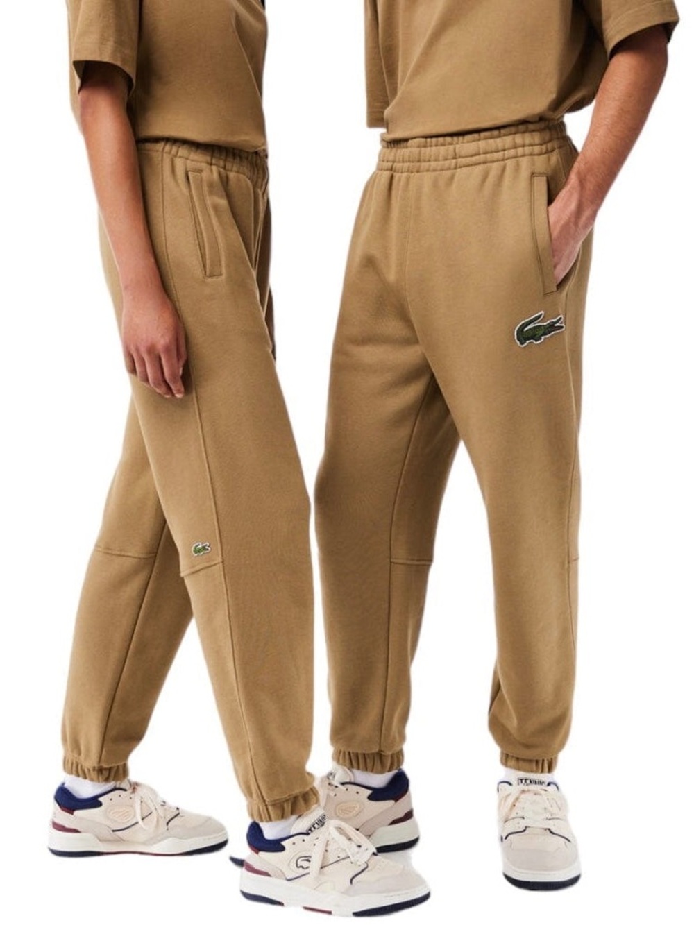 Lacoste Unisex Tan Brown Fleece Relaxed Elastic Waisted Sweatpants Size Large